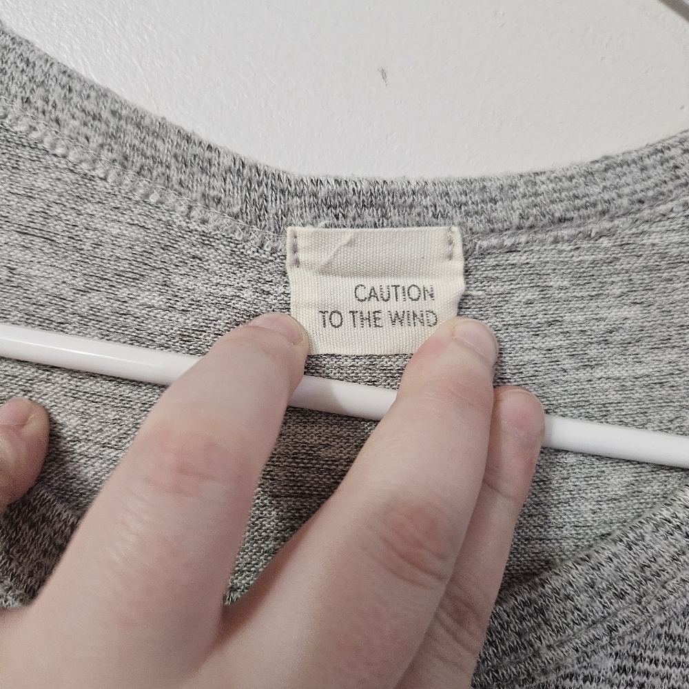 Caution To The Wind Gray Short Sleeve Top! - Picture 2 of 5